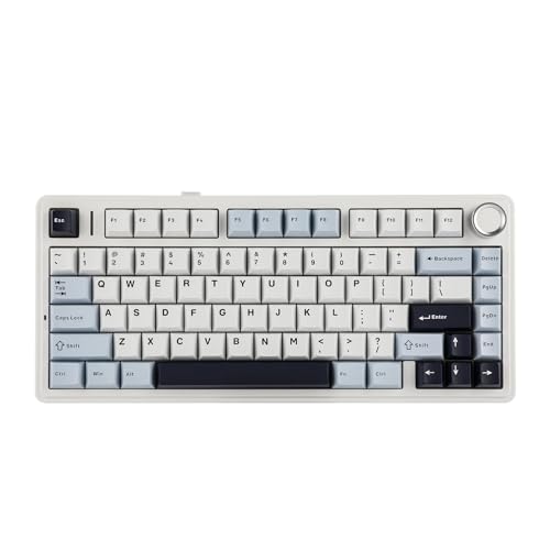 EPOMAKER x Aula F75 ゲーミングキーボード ガスケット メカニカルキーボード 5層パッド ノブ付き 75% ワイヤレス ホットスワッパブル Bluetooth/2.4GHz/USB-C RGB 技適認証取得 (Light Blue)