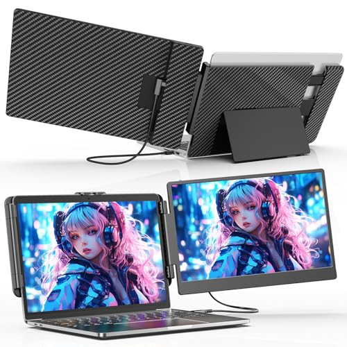 Laptomo S1 デュアルモニター 14インチ IPS ポータブルモニターFHD 1080P デュアルスクリーンノートパソコンディスプレイ拡張 、13-17インチ USB-C/HDMIポート付き、 Windows/Mac/Aに適用 USB-C/HDMIポート付き、対応 Windows/Mac/Android/Switch (14インチ1画面)