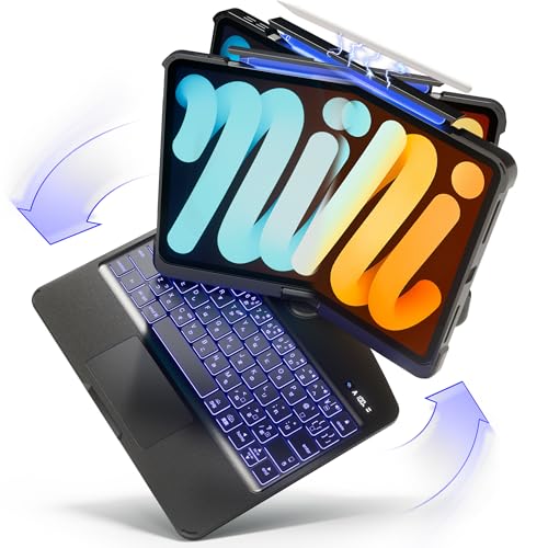 iPad 第7/8/9世代 10.2インチ 対応 360度回転式 ipad キーボードケース キーボード付きケース 超高精度トラックパッド搭載 Bluetooth5.3 7色バックライト JIS日本語配列 薄型 Magic Keyboard風カバー 透明ホフイト（iPad air 6/7 13インチ (M2/M3・2024/2025年発売)