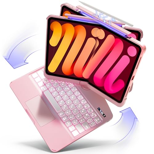 iPad 第10世代/第11世代 A16 10.9/11インチ 対応 360度回転式 ipad キーボードケース キーボード付きケース 超高精度トラックパッド搭載 Bluetooth5.3 7色バックライト JIS日本語配列 薄型 Magic Keyboard風カバー ピンク(iPad 10.9/11インチ 第10/11世代 A16·2025年発売)|ショップあまのとり