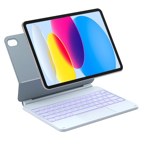 Inateck マジックキーボード JIS日本語配列 iPad第10世代10.9インチ/2025年第11世代A16 11インチ対応キーボード トラックパッド搭載 7色バックライト 磁気吸着 ブルー
