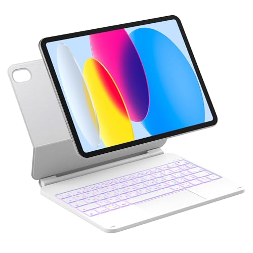 Inateck マジックキーボード JIS日本語配列 iPad第10世代10.9インチ/2025年第11世代A16 11インチ対応キーボード トラックパッド搭載 7色バックライト 磁気吸着 ホワイト