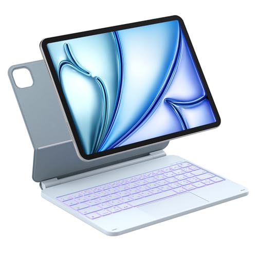 Inateck マジックキーボード JIS日本語配列 iPad 2024 Air 6 M2 2024/M3 2025 11インチ対応 iPad Air 第6/5/4世代 キーボード付きケース iPad Pro 11 第4/3/2/1世代対応 トラックパッド搭載 7色バックライト 磁気吸着 ブルー