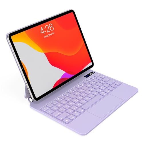 QERDAOYI 神通力鍵盤 2025 iPad 第11時人11 in A16 iPad第10時人10.9in A2696/A2757/A2777 に相応う 日本語取り合わせ 高適確さ貨物自動車パッド付き添い人 ipad鍵盤付き添い人入れもの 7色うしろ側ともし火 磁気ねばり着く入れもの 角度自然調整能力のある 横置き照明ランプ 紫