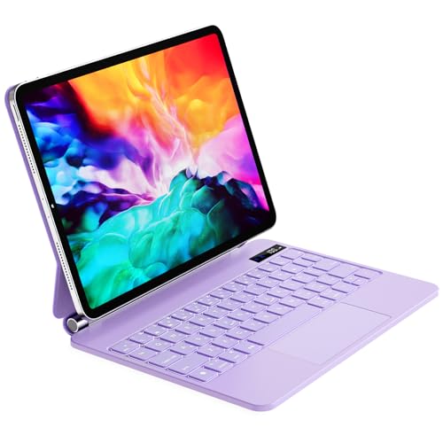 神通力鍵盤 2026 iPad Air 11in(2026 M4/2025 M3/2024 M2) i-PadPro第1/2/3/4時人 i-PadAir第4/5時人10.9in 日本語取り合わせ 高適確さ貨物自動車パッド付き添い人 iPad鍵盤付き添い人入れもの LEDうしろ側ともし火 磁気ねばり着く LCDディスプレ 角度自然調整能力のある 横置き 紫