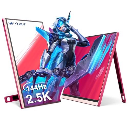 16型 2.5K 144Hz ポータブルモニター 4色 (ブラック/シルバー/ピンク/ブルー)、HDR IPS FreeSync対応、USB-C & ミニHDMI ノートPC/Mac/PS5/Xbox/Switch対応 - トラベル用 セカンドスクリーン