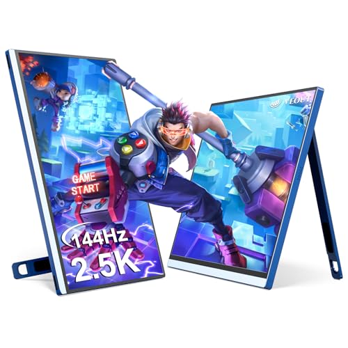 16型 2.5K 144Hz ポータブルモニター 4色 (ブラック/シルバー/ピンク/ブルー)、HDR IPS FreeSync対応、USB-C & ミニHDMI ノートPC/Mac/PS5/Xbox/Switch対応 - トラベル用 セカンドスクリーン