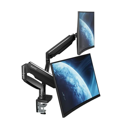 NearHub デュアルモニターアーム 2画面 液晶ディスプレイアーム 35インチまで 耐荷重13kg VESA規格対応 75×75mm/100×100mm 縦横両用 多角度調節 ガススプリング式 クランプ式＆グロメット式 ケーブル収納 広い可動域 高い安定性 組立簡単 人間工学 ブラック MA40