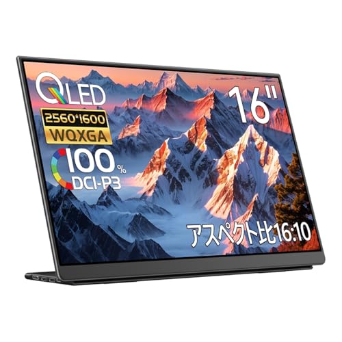 EHOMEWEI モバイルモニター 144hz 2.5K 16インチ WQXGA 2560*1600 QLED 量子ドット ポータブルモニター 非光沢 Windows/MacOS 対応 100% DCI-P3 ゲーミング Type-C 保護 フィルム ケース付 軽量 薄型 メーカー2年保証