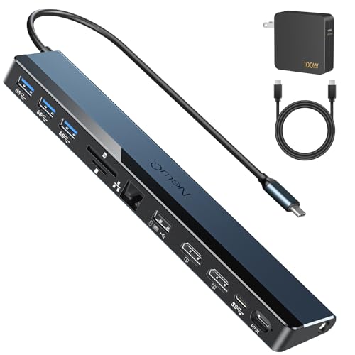 ドッキングステーション hdmi 2つ 4k: NewQ 12 in 1 TypeC ハブ ラップトップ HDMI 4k 60Hz-30Hz、4*USB-A、USB-C、オーディオ、イーサネット、SD/TF リーダー、PD in 100W Power Delivery、MacBook Pro Air、HP、Dell、Lenovo、Aus、Acerなど用 (青い 100W)|ショップあまのとり