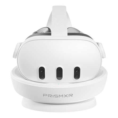 PRISMXR VR用充電ドック 磁気吸着式 Quest3と互換性あり同時充電 ヘッドセット コントローラー向け 急速充電ステーション 過負荷防止 マルチデバイス同時供給 充電式バッテリー2個付属 (充電アダプター非付属)