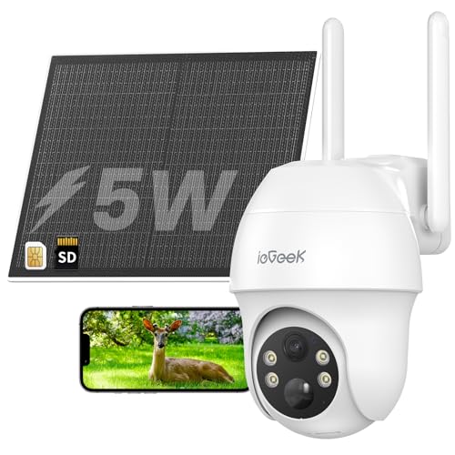 ieGeek 4G LTE通信 防犯カメラ 屋外 監視カメラ 無線 5W高効率ソーラー充電 工事不要15000mAHバッテリー 電池式カメラ 300万画素 PTZ機能 360°見守り PIR温度センサー 動体/人体検知 夜間カラー撮影 畑/農作物被害/不法投棄監視用