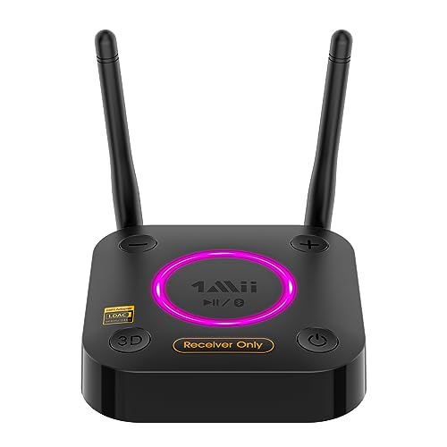 1Mii LDAC Hi-Res Audio Bluetooth 5.2 レシーバー、オーディオマニア向け DAC 搭載 HiFi Bluetooth オーディオ 受信機 aptX HD 低遅延 スマートフォンやタブレットで動作、ホームステレオ/スピーカー、光同軸 3.5mm RCA AUX 3D サウンド効果 B06Ultra