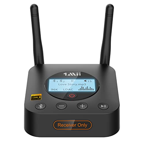 1Mii B06Pro+ Bluetooth 5.1 レシーバー LDAC Hi-Res認証 ブルートゥース受信機 オーディオマニアレベルDAC搭載 aptX HD/LL低遅延/SBC/AAC Hi-Fi 光デジタル/同軸/3.5MM AUX/RCA 長距離 二台スマホ同時接続 ホームステレオ/スピーカーをアップグレード