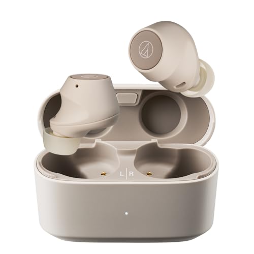オーディオテクニカ ATH-CKS30TW+(E) ワイヤレスイヤホン bluetooth ノイズキャンセリング 重低音 最大約20時間再生 IP55 防水防塵 マルチポイント対応 小型軽量 アプリ対応 ヒアスルー 低遅延モード 置き忘れアラート BG ライトベージュ