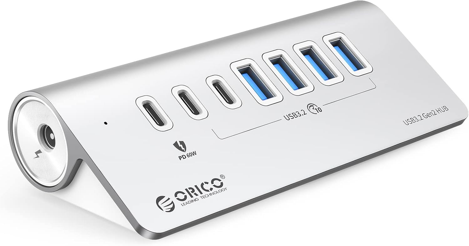 USB ハブ USB3.0 7ポート 60WPD充電 10Gbps高速転送 アダプタ付き セルフパワー/バスパワー両対応 100cmケーブル USB-C/USB-Aデバイス両対応 Windows/Linux/Mac OS/Android等O｜ショップあまのとり