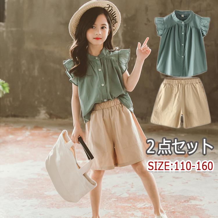 楽天市場】夏にピッタリ！子供服 女の子 キッズ 2点セット 袖なし