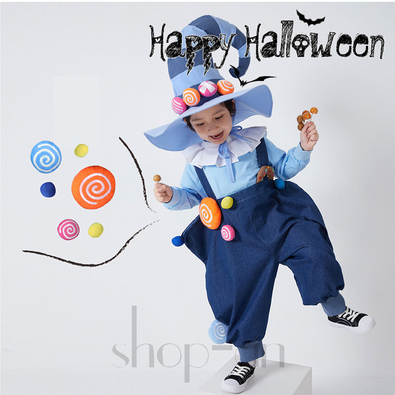 送料無料 ハロウィン コスプレ 女の子 男の子 衣装 魔女 キャンディ 妖精 子供 コスプレ 仮装 キッズ パーカー デニムパンツ コスチューム 子供 洋服 Halloween 変装 魔法使い 男女兼用 ステージ衣装 cosplay 万