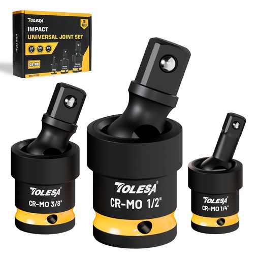 TOLESAソケット変換アダプター3個セット差込角変換インパクトソケットアダプター差込角6.35mm(1/4”)9.5mm(3/8”)12.7mm(1/2”)ドライブ対応高耐久CR-MO鋼製Uジョイントアダプター高強度タイヤ交換