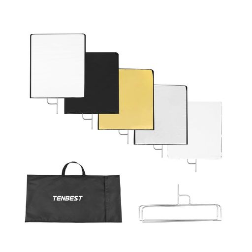 TENBEST(什より良い)活動写真映画化用ライトリフレクターフラッグキット、24x30in/60x75糎、4はたご屋1ゴールド/しろがね色/黒いこと/ホワイトディフューザーと半澄み切ったディフューザー折りたたみ式ステ…
