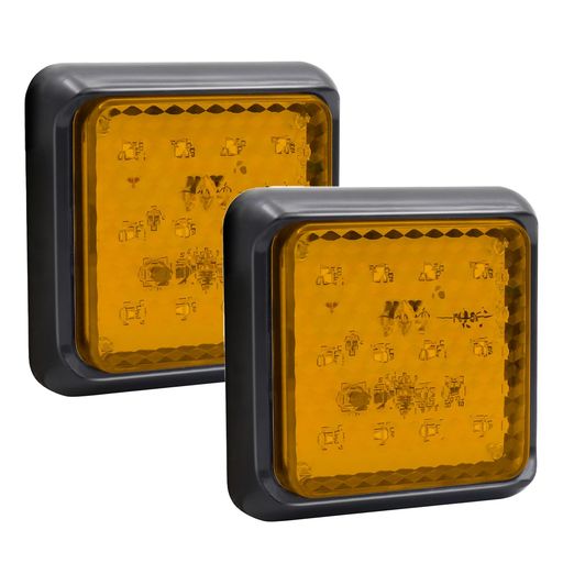 Xuzimaoyiテールランプトラック用12V~24V兼用正方形四角赤トラック/トレーラー/トラクター/除雪車/ボート/バスなどに対応ライト後付け防水汎用長方形なし2個入り(黄)