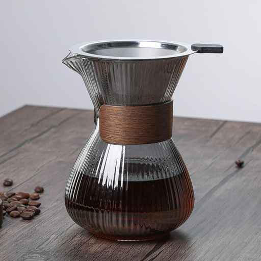SHIHEERコーヒーサーバー割れないドリップコーヒーサーバー大容量コーヒードリッパー耐熱ガラス400ml高ホウ素シリカガラス材料ペーパーコーヒーフィルター不要器具コーヒーサーバーセッ…
