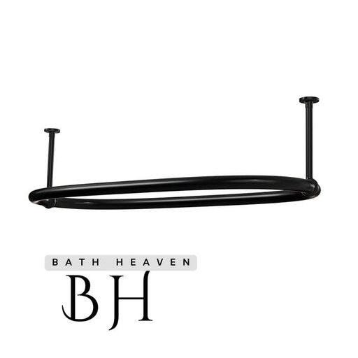 オーバルシャワーカーテンロッド/レールカーボンスチール製(44x25in)黒いこと。