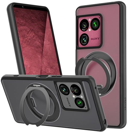ORANGA SONY Xperia 1 VIII 用 ケース 【360度回転できるスタンド】 多機能一体 縦横両対応 マグネット搭載 MagSafe対応 ストラップホール付き 薄型 半透明 指紋防止 米軍MIL規格耐衝撃 リング マッ&hellip;｜ショップアンドアンド