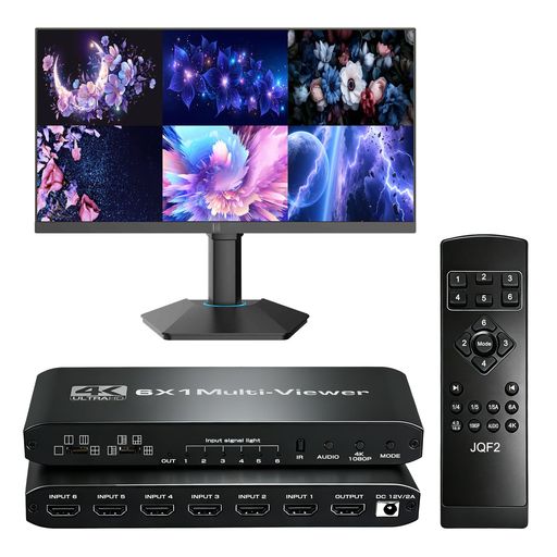 ENBUER HDMI 画面取りわけるうつり変わり器 6インプット1最終生産物 マルチビューアー 4K@30サイクル 【14取りわける流行り物/6画面斉しく見せびらかす】相応う クアッド マルチビュー ア 競り合い/監督すること写真機用 IR遠隔操作付き添い人(日本語取りまわし言いあらわす書)