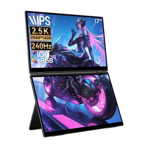 EHOMEWEIデュアルモバイルモニター17in260サイクル2k１番ウッド不必要2560*16002画面ゲーミングデュアルディスプレイ薄型5.6粍折りたたみ式【Windows/MacOS】相応う鏡鑑輪っか取りひろげる在宅仕え奉る