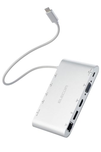 エレコムUSBハブドッキングステーション11-インチ-1マルチ管する4画面Type-CUSBPD100W相応うUSB-Ax3/Displayport/HDMI/D-sub/4極φ3.5端子