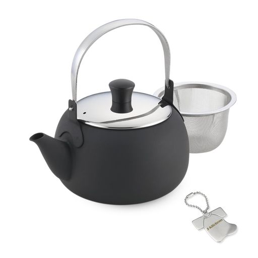 J-kitchens急須ステンレス鋼製土瓶型茶こし付黒いこと日本製事あたらしい下げ札付