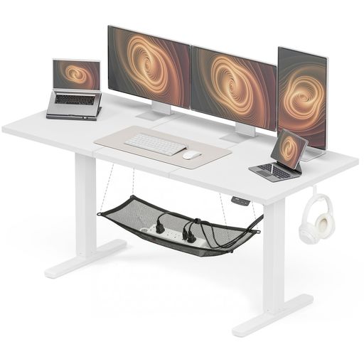 Acrolix 電動昇降デスク 昇降式テーブ スタンディングデスク 幅 140cm 耐荷重 80kg デスク下隠し収納 高さメモリー機能 静音 上下自動昇降 収納フック付き オフィス/テレワーク用 高さ調整可&hellip;｜ショップアンドアンド