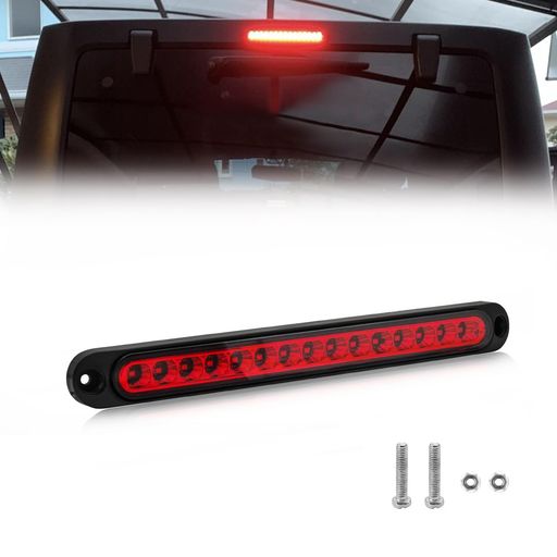 X-STYLEハイマウントストップランプ12V24V流れる赤高輝度15連車用LEDストップランプブレーキランプテールランプ尾灯補助ブレーキトラックバストレーラー汎用1個入り(レッド)