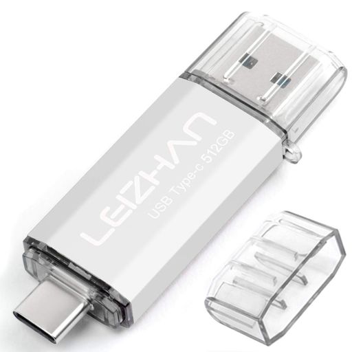 512GBTYPE-CUSB記憶装置・閃光電球運転LEIZHANUSB3.0相応う弾丸道路伝えるOTG、スマホ・マイコン用、電気容量不完全さ差し止める、マイクロペンドライブ、大電気容量U突っ支い棒。(512GBしろがね色)