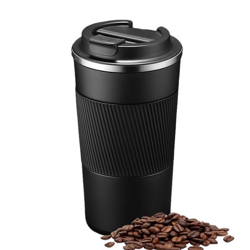 OULOVECOタンブラー蓋付きコーヒータンブラー持ち運び500ml水筒内側セラミック真空断熱316ステンレス製保温保冷持ち運び車載対応広口設計コーヒー用水筒直接ドリッププレゼントに(黒)