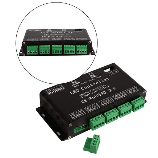 DMXled コントローラー DMコントローラー DMXデコーダー 12チャネルDMX 512 LEDデコーダー DMX調光器 調光器 DMX LEDコントローラー DC5V-24V 256グレーレベル 舞台照明 調光コントローラー LED照明用｜ショップアンドアンド