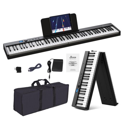OYAYO 電子ピアノ 88鍵盤 折りたたみ式 FP88C 充電式 MIDI対応 BT対応 タッチセンシティブ鍵盤 生ピアノと同じ鍵盤サイズ 128音色/リズム 初心者 コンパクト 軽量 小型 ペダル 専用ケース 日本語…|ショップアンドアンド