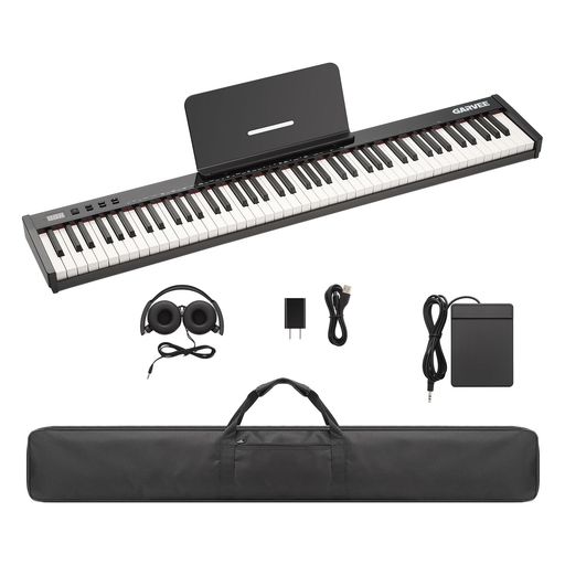 電子ピアノ キーボードピアノ 88鍵盤 Midi対応 スリムデザイン コンパクト軽量 持ち運び便利 Piano充電型 初心者 クリスマスギフト 日本語説明書付き 黒｜ショップアンドアンド