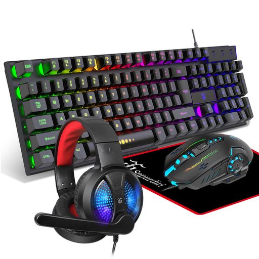 ゲーミングキーボードとマウス、ヘッドフォン、マウスパッド、PCゲーマー、Xbox、PS4ユーザー向けのオールインワンコンボ。|ショップアンドアンド
