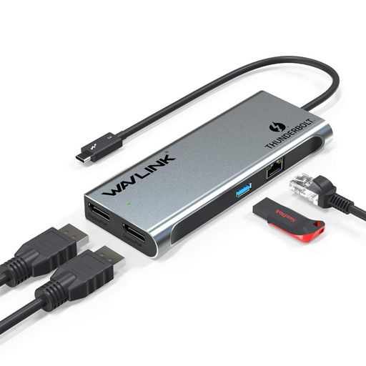 WAVLINKThunderbolt3MiniDock縛ステイション/デュアル4K/最大限度5K見せびらかす最終生産物/2xDP最終生産物界面/THB3USB-C界面/USB3.0A界面/ギガビットイーサネットポート積み上げる、Windows