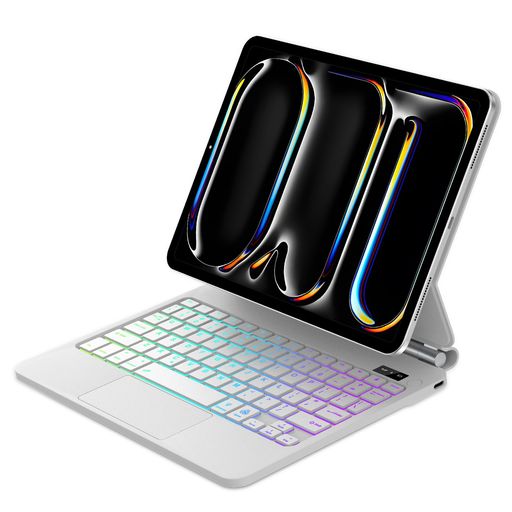 【2025新型対応】iPadPro11インチマジックキーボード(M42024M52025)タッチパッド搭載ケース付き磁気吸着式日本語配列Bluetooth接続バックライト付き自動スリープ多角度調整USB-C充電対応ホワイト