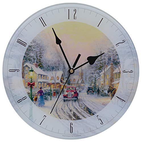 壁掛け時計 インテリア インテリア 海外モデル アメリカ Mark Feldstein Thomas Kinkade Village Christmas 12 inch Glass Clock壁掛け時計 インテリア インテリア 海外モデル アメリカ