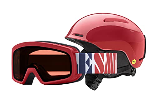 スノーボード ウィンタースポーツ 海外モデル ヨーロッパモデル アメリカモデル SMITH Youth Glide Jr MIPS Helmet  Rascal Snow Goggle Combo Lava, X-Small 【ネット限定】