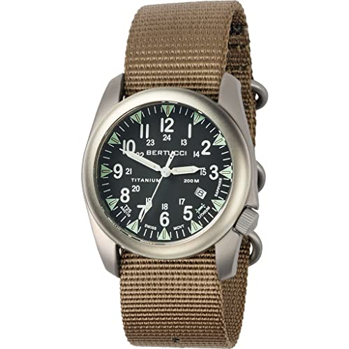 腕時計 ベルトゥッチ メンズ 逆輸入 海外モデル BERTUCCI? 44 mm Titanium Field Watch - A-4TS Super Yankee Illuminated? - Black dial, Coyote Nylon Band - 13483腕時計 ベルトゥッチ メンズ 逆輸入 海外モデル|angelica