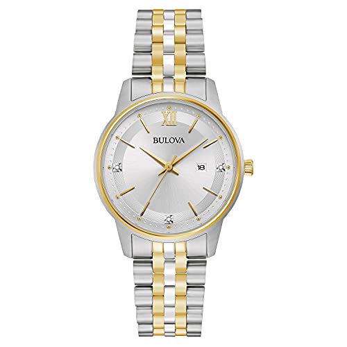 ウォッチ ブローバ レディース Bulova Ladies\u0027 Classic Diamond Two-Tone Gold Stainless Steel 3-Hand Calendar Date Quartz Watch, Silver Dial Style: 98P197ウォッチ ブローバ レディース