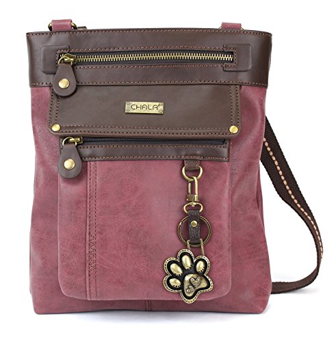 chala バッグ パッチ カバン かわいい CHALA 2 in 1 Gemini Crossbody Purse/Fanny Pack with Metal Keychain (Burgundy Paw)chala バッグ パッチ カバン かわいい