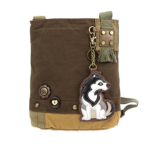 chala 御徒面子 継ぎ切れ 鞄 愛くるしい Chala Patch Cross-Body Women Handbag, Dark Brown Canvas Messenger Bag - Huskychala 御徒面子 継ぎ切れ 鞄 愛くるしい