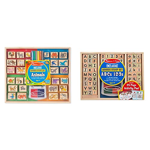 メリッサダグ おもちゃ 知育玩具 Melissa Doug Melissa Doug Deluxe Wooden Stamp Set ABCs 123s Deluxe Wooden Stamp Set ? Animalsメリッサダグ おもちゃ 知育玩具 Melissa Doug