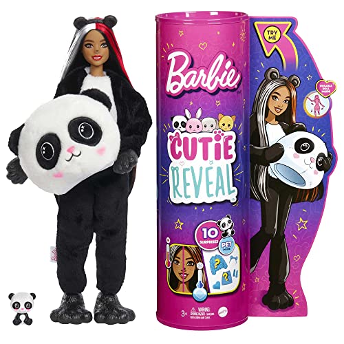 バービー バービーあやつり人形 Barbie Cutie Reveal Doll, Panda Plush Costume, 10 Surprises Including Mini Pet \u0026 Color Changeバービー バービーあやつり人形